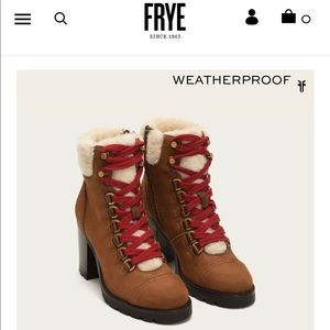 Frye Addie Shearling Nubuck Hiker Booties